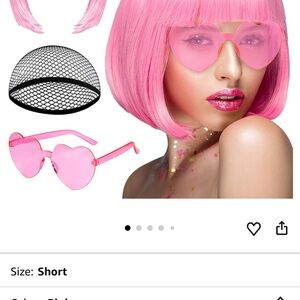 Pink bob wig with sunglasses
